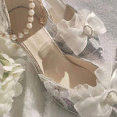 Pphmm Sweet Girls Elegant Ladies Lolita Style Kawaii Tea Party Cute Anime Loli Shoes Women Sandals Feminine High Heel Pearl Rhinestone